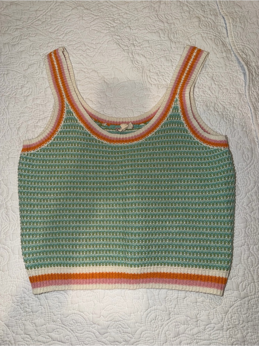 Striped Knit Tank Top in Mint and Orange